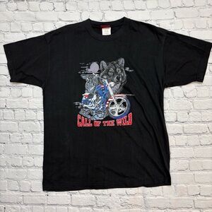 Vintage 7 Apparel Call Of The Wild Wolf Biker Shirt Men’s XL Motorcycle USA